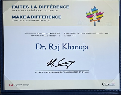 Dr Raj Khanuja certificate