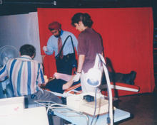 Dental providers in the early days of the free clinic in the Wesley Foundation basement
