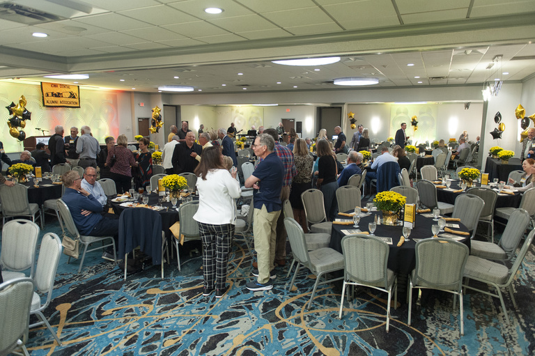 A view of the banquet room at the 2023 Alumni Reunion at the Radisson Hotel.