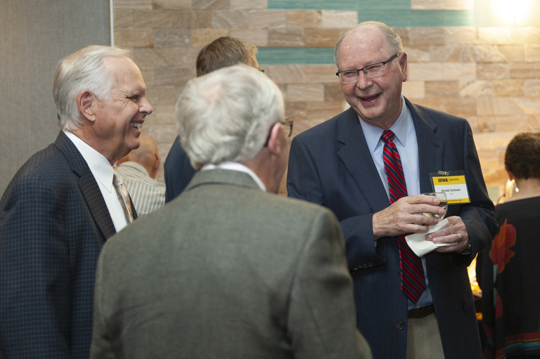 Gerald Schleier laughs while talking with friends at the 2023 Alumni Reunion at the Radisson Hotel.