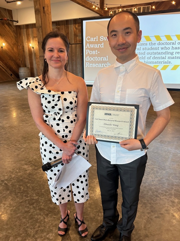 Dr. Zhuozhi Wang receives the Carl Svare Post-Doctoral Resarch Award