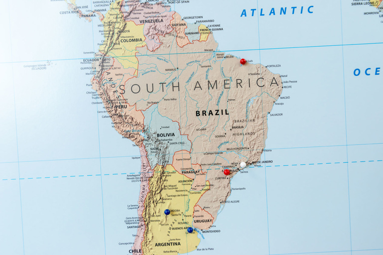 A map of South America.