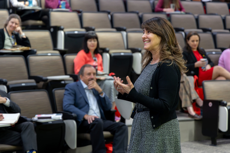 Dr. Karin Weber-Gasparoni presents during 2025 research day