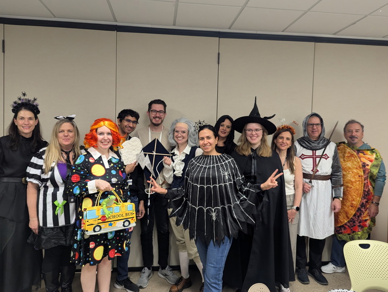 Halloween photo of the research group