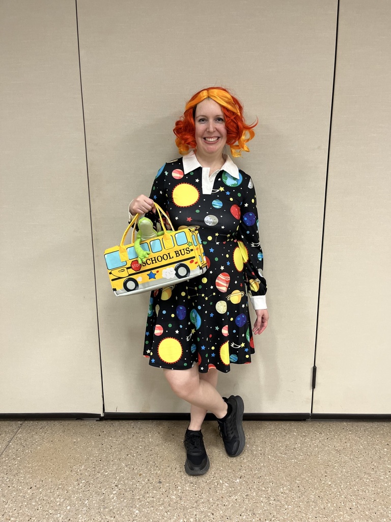 The College of Dentistry's Sara Miller dressed up as Ms. Frizzle from the Magic School Bus TV show.