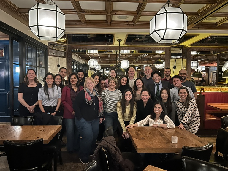 Members of the Operative Dentistry department pose for a photo following a social in Chicago.