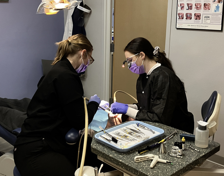 Dental students volunteering at His Hands Dental Clinic in Cedar Rapids.