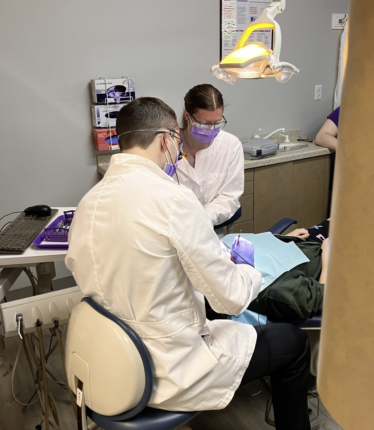 Dental students volunteering at His Hands Dental Clinic in Cedar Rapids.