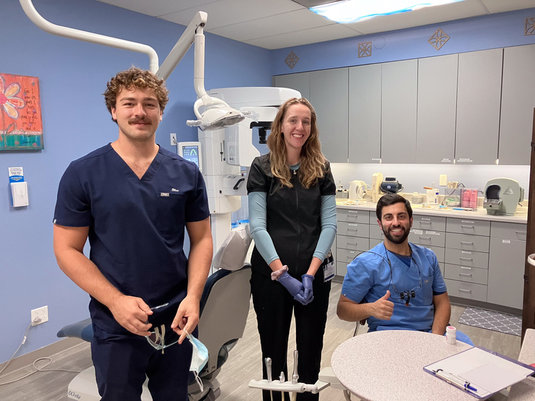 Dental students volunteering at His Hands Dental Clinic in Cedar Rapids.