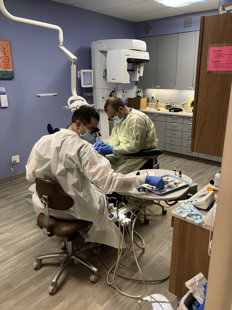 Dental students volunteering at His Hands Dental Clinic in Cedar Rapids.