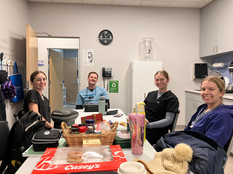 Dental students volunteering at His Hands Dental Clinic in Cedar Rapids.