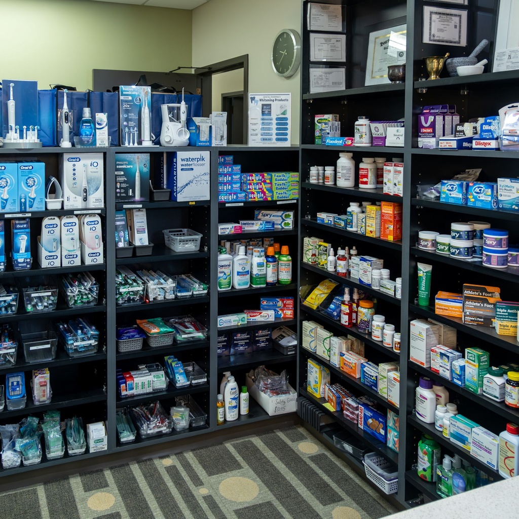 Pharmacy shelves.