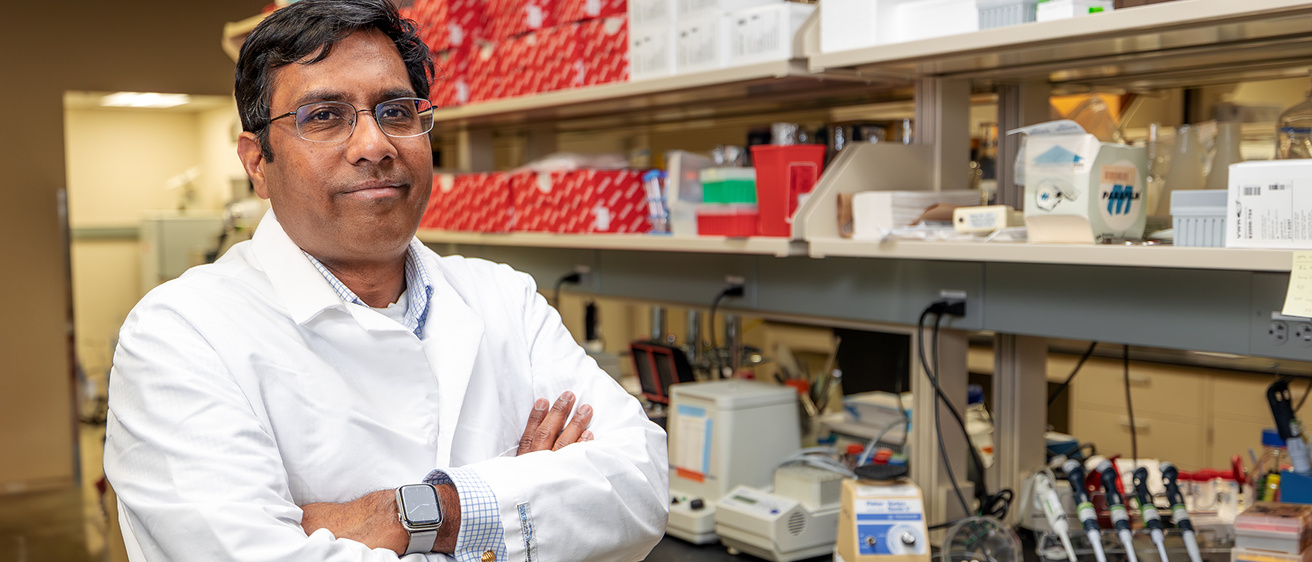 Siva Prakasam in his research lab