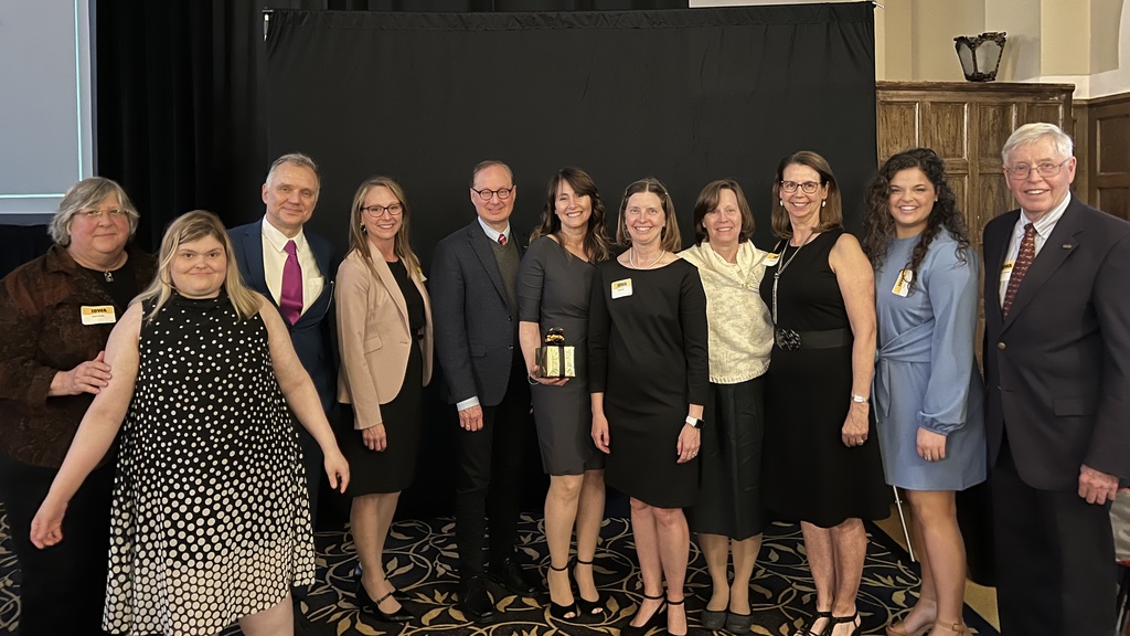 Karin Weber-Gasparoni with her family and colleagues at the Hancher Finkbine Awards ceremony