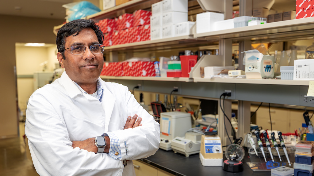 Siva Prakasam in his research lab