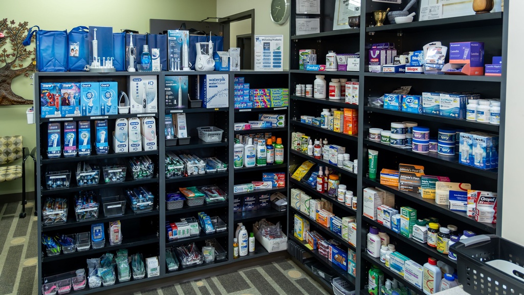 Pharmacy shelves.